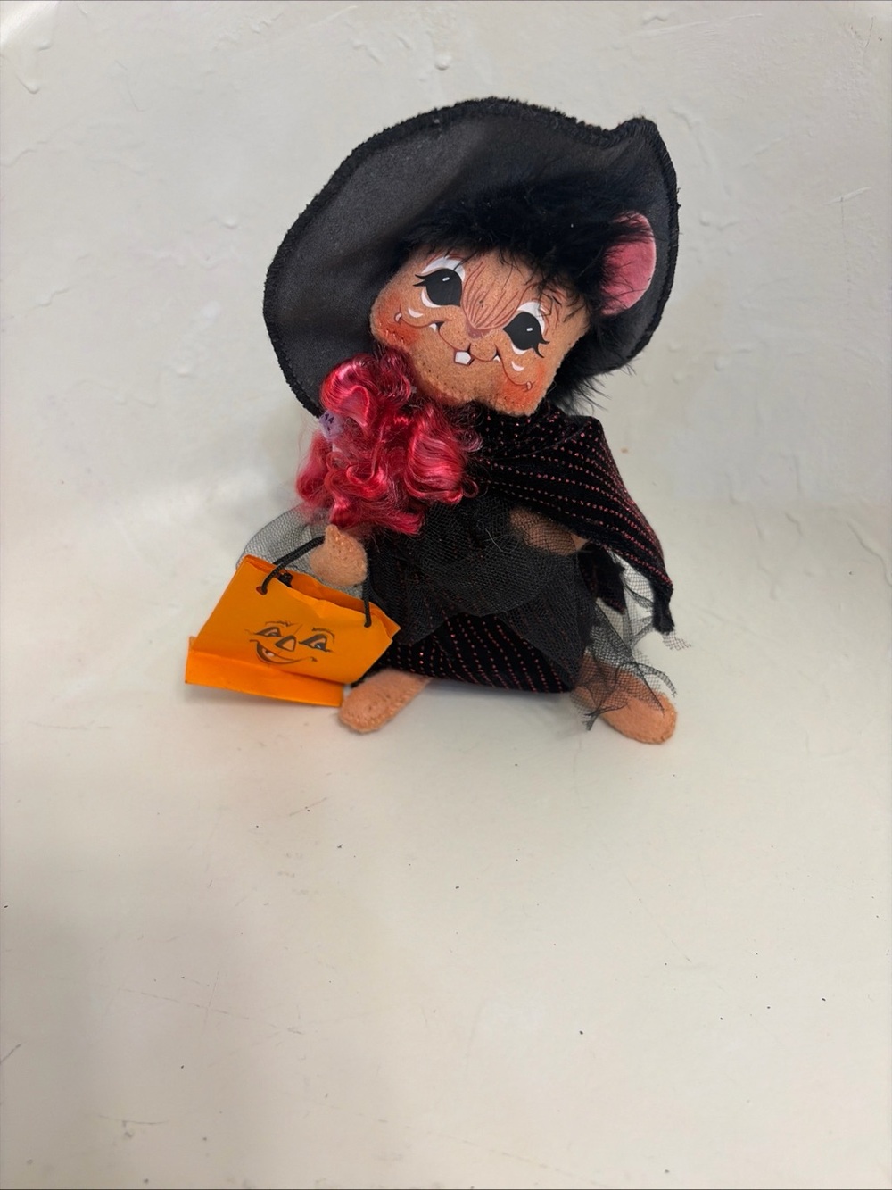 VTG Annalee Doll Halloween Girl Mouse Witch Spider Web Dress Trick or Treat 2004